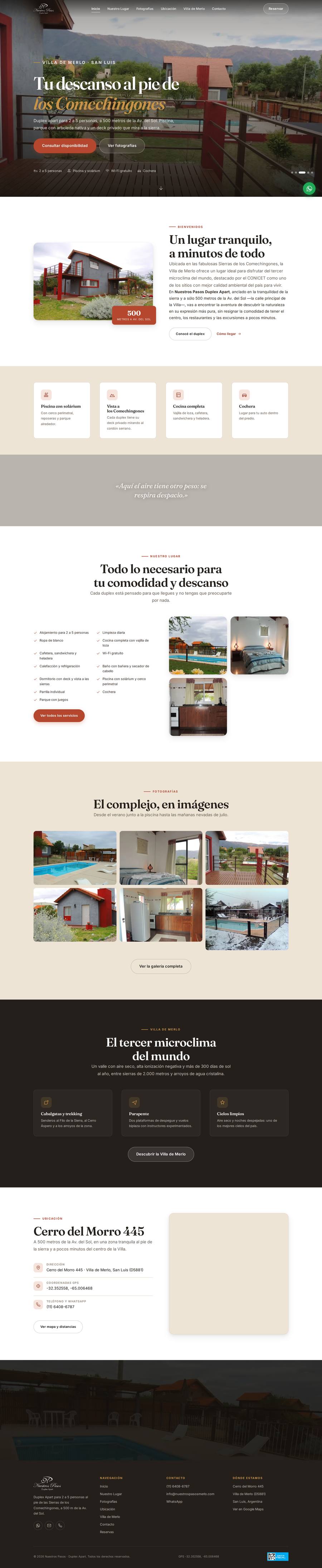 Sitio web de Nuestros Pasos Duplex Apart, Villa de Merlo, San Luis